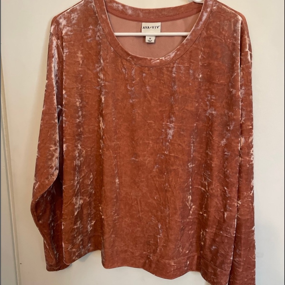 Ava & Viv Women's Long Sleeve Velvet Top - Rose